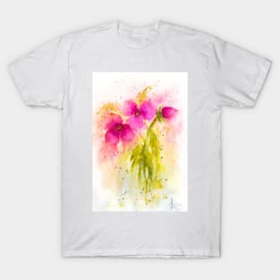 Pink Flowers watercolor T-Shirt